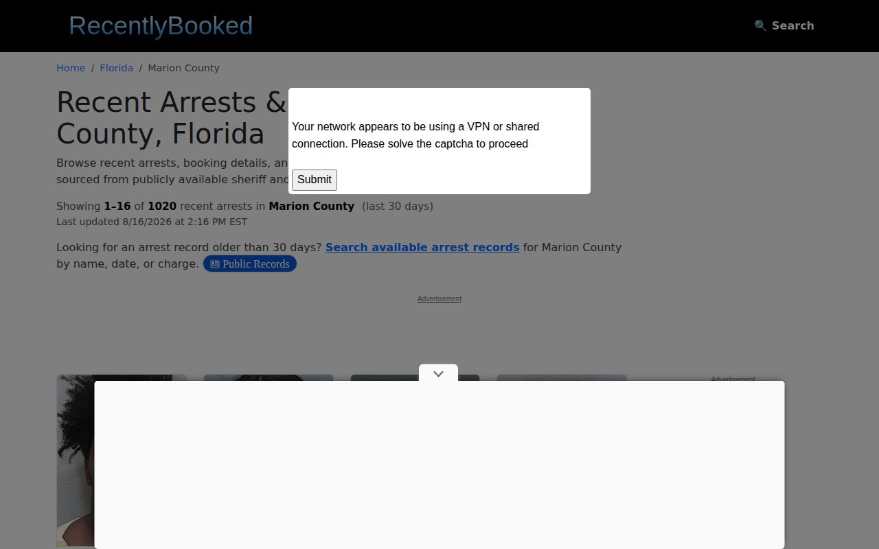 Unofficial RecentlyBooked Marion County booking news page
